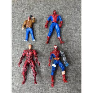 Vintage 1990s Spider-Man Action Figure Set With Multiple Characters Lot of 4